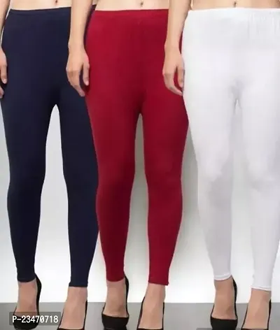 Trendy Cotton Solid Leggings For Women Pack Of 3
