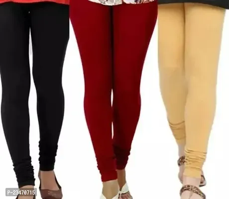 Trendy Cotton Solid Leggings For Women Pack Of 3-thumb0