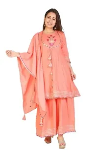 Stunning Pink Rayon 14 kg Printed Kurta Pant Set with Dupatta For Women-thumb1