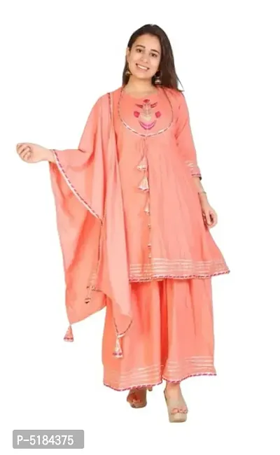 Stunning Pink Rayon 14 kg Printed Kurta Pant Set with Dupatta For Women-thumb2