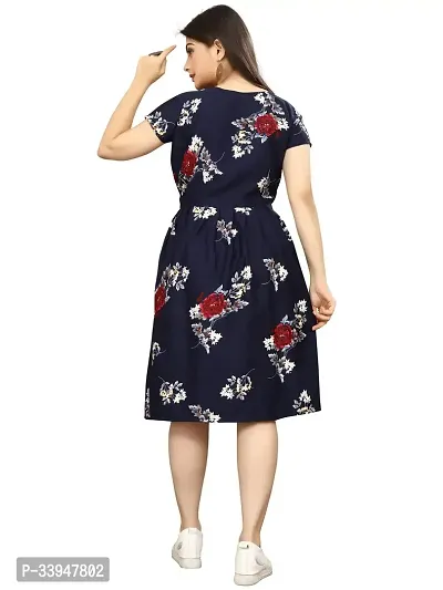 Stylish Navy Blue Crepe Dresses For Women-thumb3