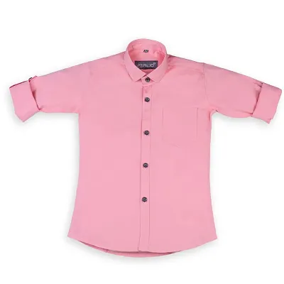 Boys Solid Spread Collar Shirt - White