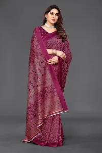 Linzess Women's Printed Art silk Beautiful Ethnic Wear Lightweight saree With Unstiched Blouse (NL-1003_Maroon)-thumb3