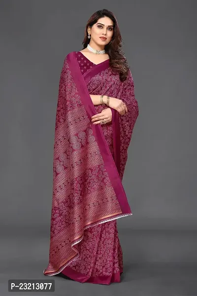 Linzess Women's Printed Art silk Beautiful Ethnic Wear Lightweight saree With Unstiched Blouse (NL-1003_Maroon)-thumb4