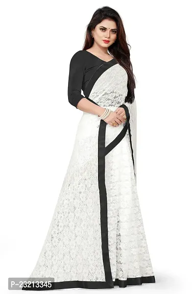 Linzess Women's Printed Net Beautiful Ethnic Wear Lightweight saree With Unstiched Blouse (NL-1075_Black)-thumb3
