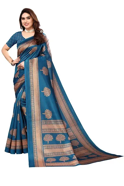 Linzess Women's Printed art silk saree Beautiful Ethnic Wear Lightweight saree With Unstiched Blouse (NL-1140)