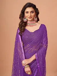 Linzess Women's Printed Net Beautiful Ethnic Wear Lightweight saree With Unstiched Blouse (NL-1108_Purple)-thumb4