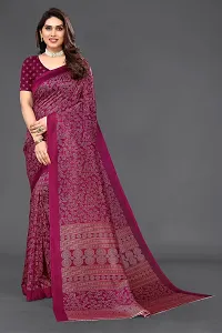 Linzess Women's Printed Art silk Beautiful Ethnic Wear Lightweight saree With Unstiched Blouse (NL-1003_Maroon)-thumb1