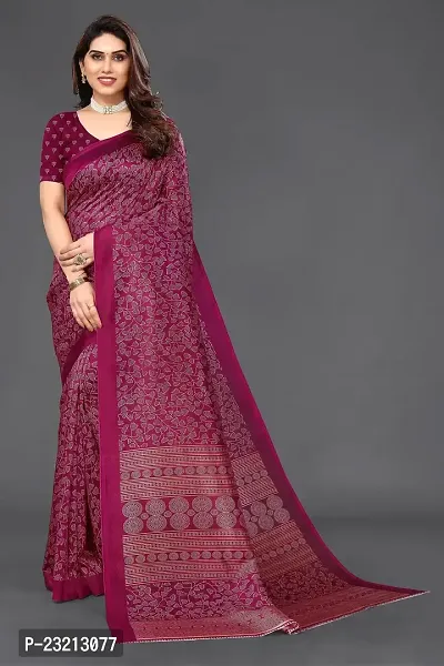 Linzess Women's Printed Art silk Beautiful Ethnic Wear Lightweight saree With Unstiched Blouse (NL-1003_Maroon)-thumb2