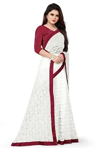 Linzess Women's Printed Net Beautiful Ethnic Wear Lightweight saree With Unstiched Blouse (NL-1079_Maroon)-thumb2