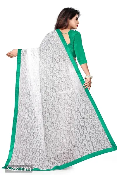 Linzess Women's Printed Net Beautiful Ethnic Wear Lightweight saree With Unstiched Blouse (NL-1077_Green)-thumb4