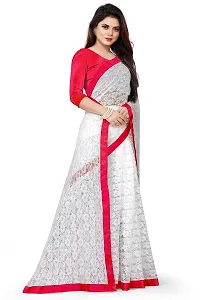 Linzess Women's Printed Net Beautiful Ethnic Wear Lightweight saree With Unstiched Blouse (NL-1082_Red)-thumb1