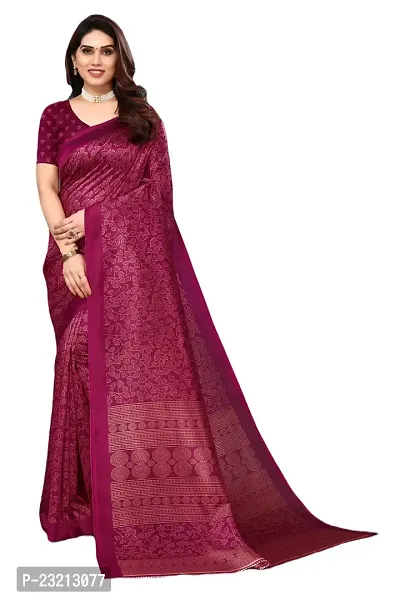 Linzess Women's Printed Art silk Beautiful Ethnic Wear Lightweight saree With Unstiched Blouse (NL-1003_Maroon)-thumb0