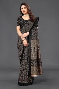 Linzess Women's Printed Art silk Beautiful Ethnic Wear Lightweight saree With Unstiched Blouse (NL-1001_Black)-thumb2