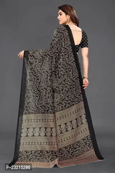 Linzess Women's Printed Art silk Beautiful Ethnic Wear Lightweight saree With Unstiched Blouse (NL-1001_Black)-thumb4
