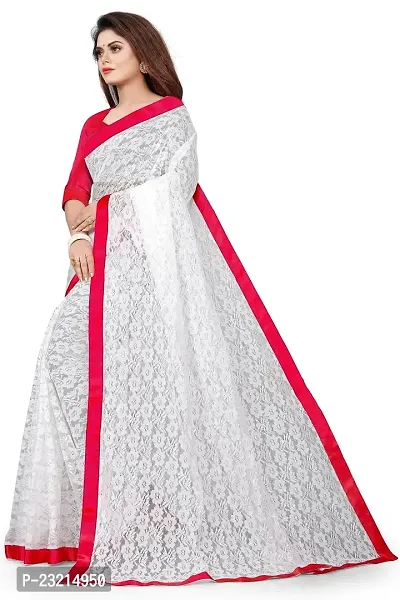Linzess Women's Printed Net Beautiful Ethnic Wear Lightweight saree With Unstiched Blouse (NL-1082_Red)-thumb3