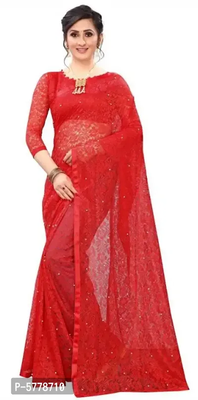 New Trendy Net Embroidered Saree with Blouse piece-thumb0