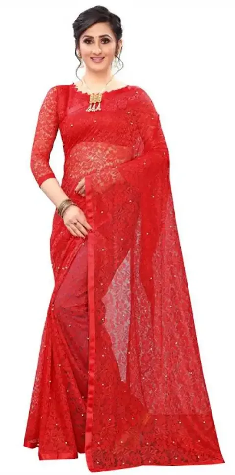 Stylish Net Sarees with Blouse piece