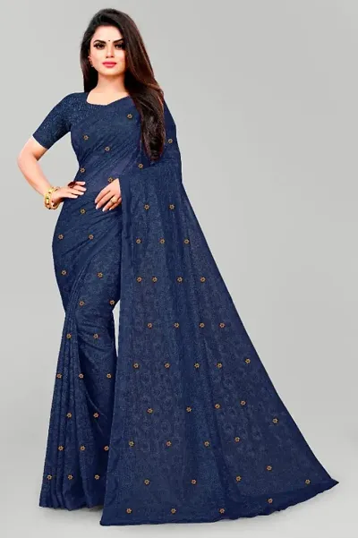 Alluring Net Sarees With Blouse Piece