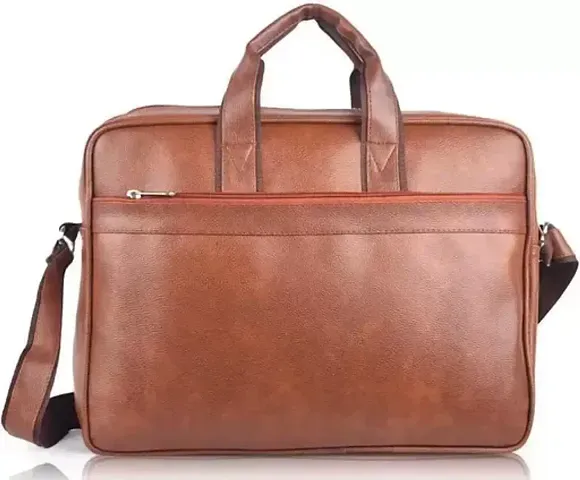 Classy Tan Synthetic Leather Messenger Bags For Men