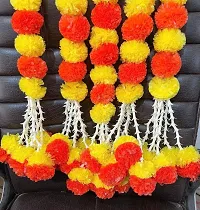 WDecor Artificial Marigold Flowers Garlands for Festive Pooja Decorations Pack of 5 Yellow, Orange Marigold Artificial Flower 55 inch, Pack of 5, Garlands-thumb2