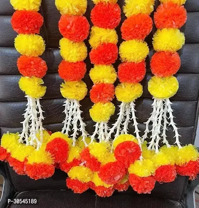 WDecor Artificial Marigold Flowers Garlands for Festive Pooja Decorations Pack of 5 Yellow, Orange Marigold Artificial Flower 55 inch, Pack of 5, Garlands-thumb3