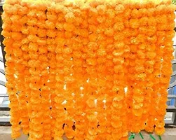 Kriti Art Marigold Flowers Orange Marigold Artificial Flower 60 inch, Pack of 10, Garlands-thumb1