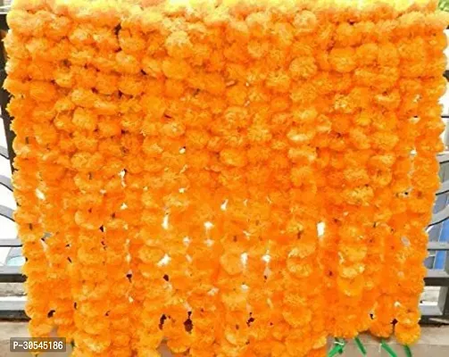 Kriti Art Marigold Flowers Orange Marigold Artificial Flower 60 inch, Pack of 10, Garlands-thumb2