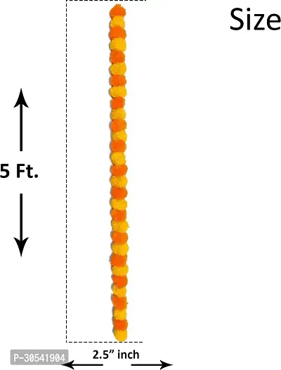 WDECOR Handmade Decorative Marigold Fluffy Artifical Garland, Used for Home/Office Decoration Yellow, Orange Marigold Artificial Flower 60 inch, Pack of 20, Garlands-thumb4