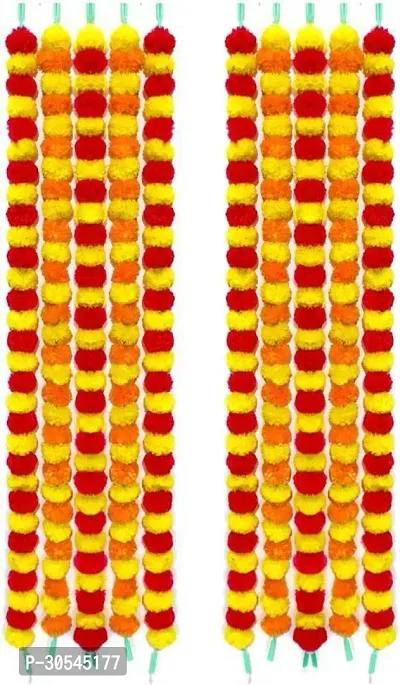 WDecor Red, Yellow, Orange Marigold Artificial Flower 60 inch, Pack of 10, Garlands Yellow, Red, Orange Marigold Artificial Flower 60 inch, Pack of 10, Garlands