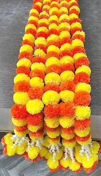 WDecor Artificial Marigold Flowers Garlands for Festive Pooja Decorations Pack of 5 Yellow, Orange Marigold Artificial Flower 55 inch, Pack of 5, Garlands-thumb3