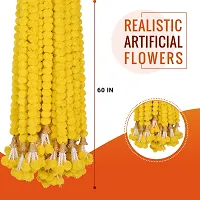 WDECOR Yellow Marigold Artificial Flower 60 cm, Pack of 5, Garlands-thumb3