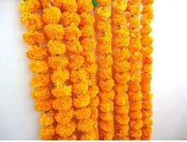 WDecor Artificial Phool Mala,Genda ladi Phool,Toran for Home indoor outdoor Decoration Yellow Marigold Artificial Flower 57 inch, Pack of 5, Garlands-thumb1