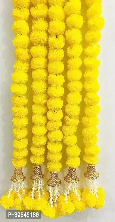 WDecor Yellow Marigold Artificial Flower 60 inch, Pack of 5, Garlands-thumb2