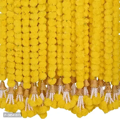 WDECOR Yellow Marigold Artificial Flower 60 cm, Pack of 5, Garlands-thumb0