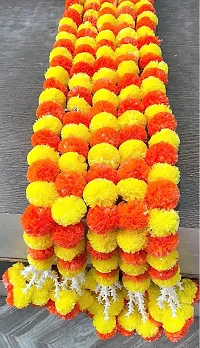 thriftkart Yellow, Orange Marigold Artificial Flower 55 inch, Pack of 5, Garlands-thumb2