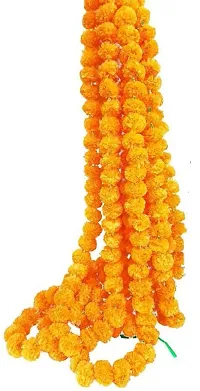 WDecor Artificial Phool Mala,Genda ladi Phool,Toran for Home indoor outdoor Decoration Yellow Marigold Artificial Flower 57 inch, Pack of 5, Garlands-thumb2