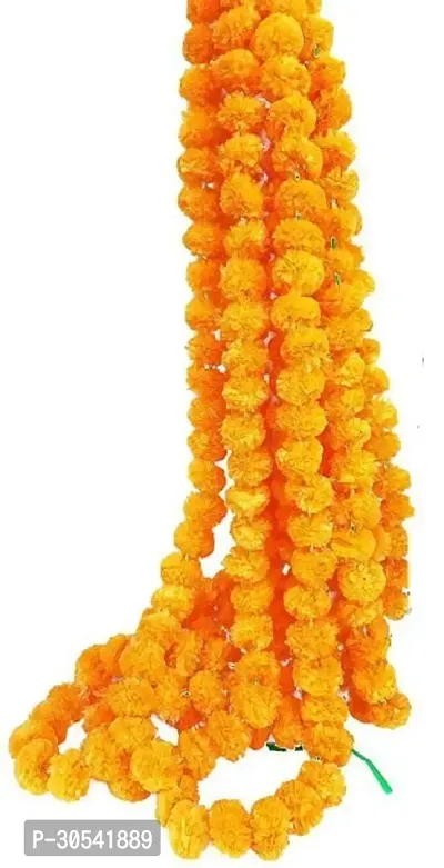 WDecor Artificial Phool Mala,Genda ladi Phool,Toran for Home indoor outdoor Decoration Yellow Marigold Artificial Flower 57 inch, Pack of 5, Garlands-thumb3