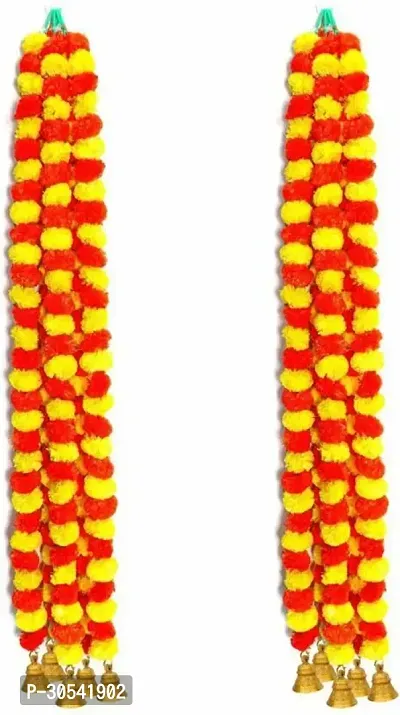 WDecor Door Toran Set/Door Hangings for Decoration 5-ft  Pack of 5 Yellow, Orange Marigold Artificial Flower 60 inch, Pack of 5, Garlands