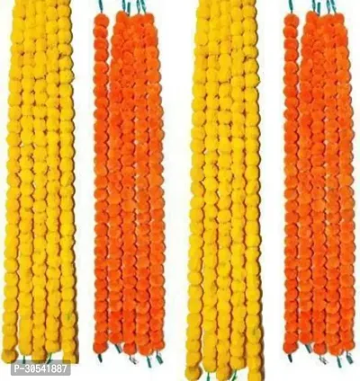 WDECOR Yellow, Orange Marigold Artificial Flower 60 inch, Pack of 20 Yellow, Orange Marigold Artificial Flower 60 inch, Pack of 20, Garlands