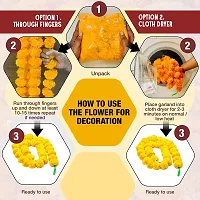 WDECOR 5 Strings Handmade Garland Gendha Phool Mala for Decoration Orange Marigold Artificial Flower 16 inch, Pack of 5, Garlands-thumb4