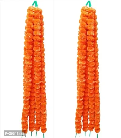 WDECOR Artificial Fluffy Marigold Flower Reusable Garland for Home,Office,Puja,5ft Orange Marigold Artificial Flower 60 inch, Pack of 10, Garlands