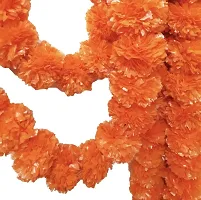 WDECOR Artificial Fluffy Marigold Flower Reusable Garland for Home,Office,Puja,5ft Orange Marigold Artificial Flower 60 inch, Pack of 10, Garlands-thumb1