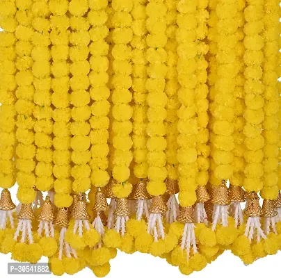 WDECOR Yellow Marigold Artificial Flower 60 inch, Pack of 10, Garlands