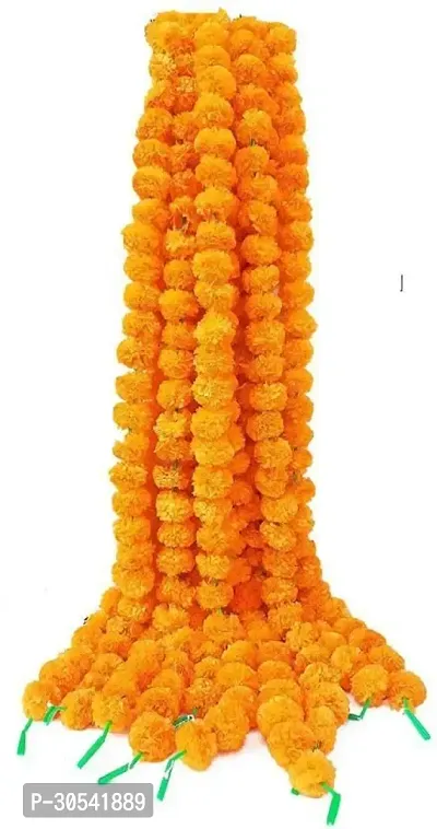 WDecor Artificial Phool Mala,Genda ladi Phool,Toran for Home indoor outdoor Decoration Yellow Marigold Artificial Flower 57 inch, Pack of 5, Garlands-thumb0