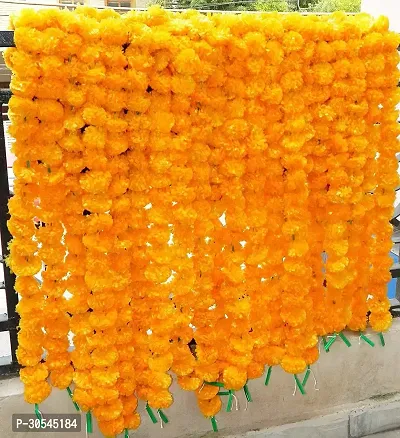 Urvi Creations Yellow Marigold Artificial Flower 14 inch, Pack of 300, Garlands