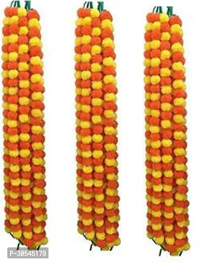 Krishna Enterprises Multicolor Marigold Artificial Flower 56inch Pack of 15 Multicolor Marigold Artificial Flower  with Pot 56 inch, Pack of 525, Garlands