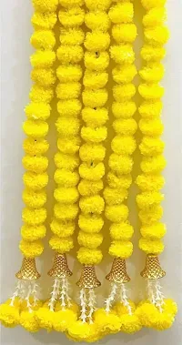 WDecor Yellow Marigold Artificial Flower 60 inch, Pack of 5, Garlands-thumb3