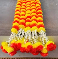 WDecor Artificial Marigold Flowers Garlands for Festive Pooja Decorations Pack of 5 Yellow, Orange Marigold Artificial Flower 55 inch, Pack of 5, Garlands-thumb1