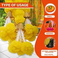 WDECOR Yellow Marigold Artificial Flower 60 cm, Pack of 5, Garlands-thumb2